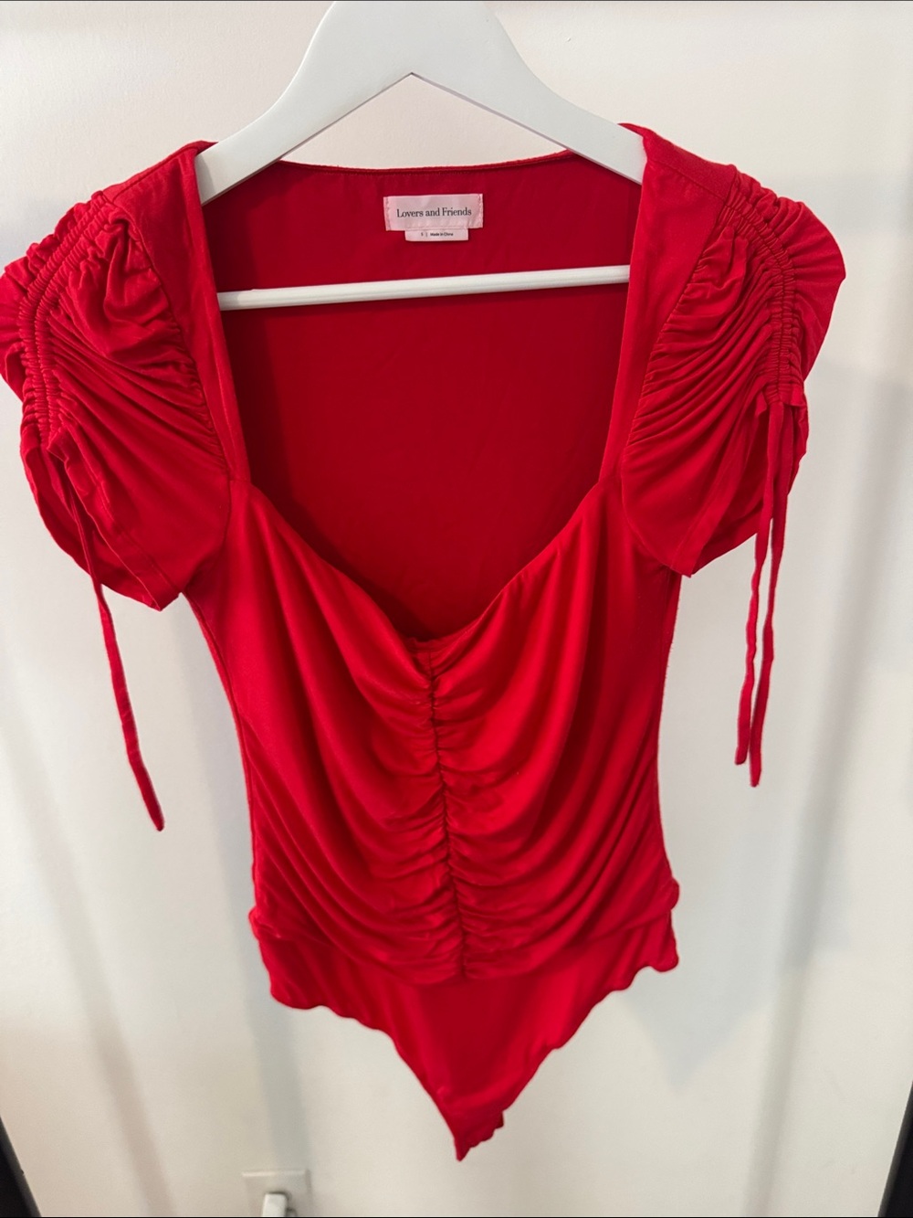 Lovers + Friends Vibrant Red Ruched Bodysuit